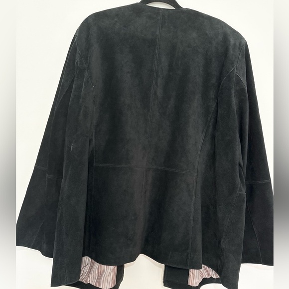 Bernardo suede jacket cost size 3X long black minimalist moto fall emo dark - Picture 2 of 4